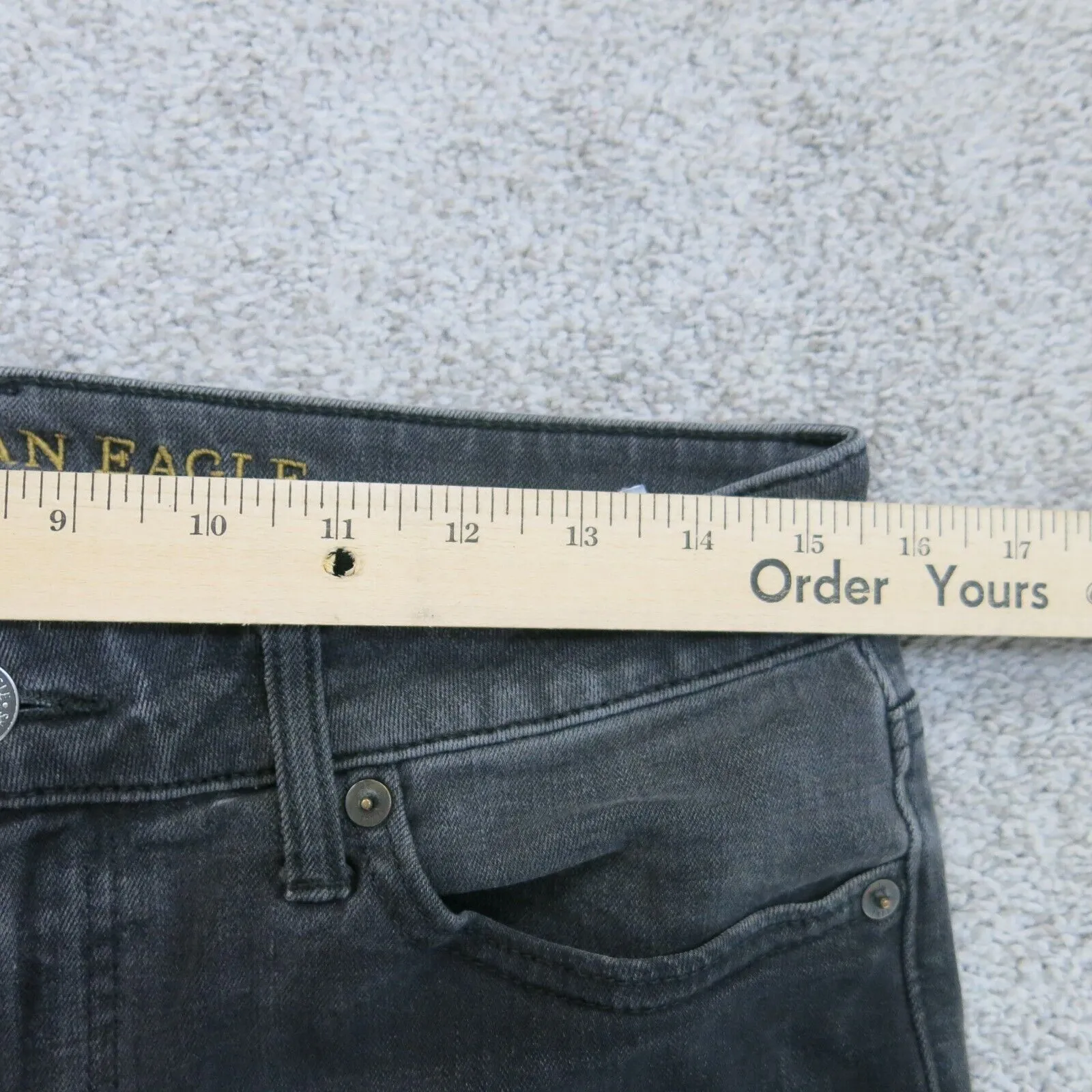 American Eagle Jean Women Black 32X34  Denim Stretch Skinny Leg 360 Extreme Flex