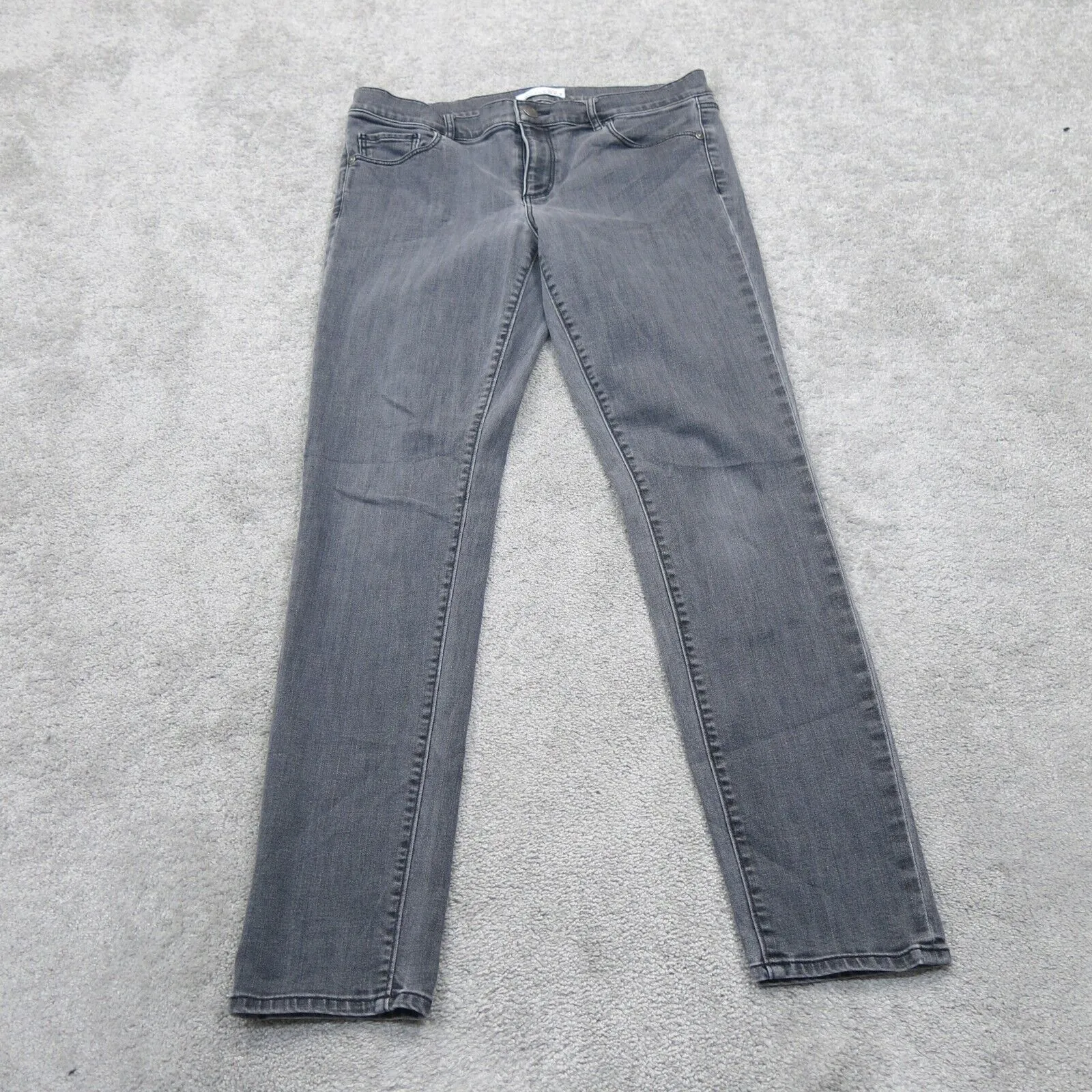 Ann Taylor Womens Skinny Leg Denim Jeans Stretch Mid Rise Pockets Gray Size 29/8