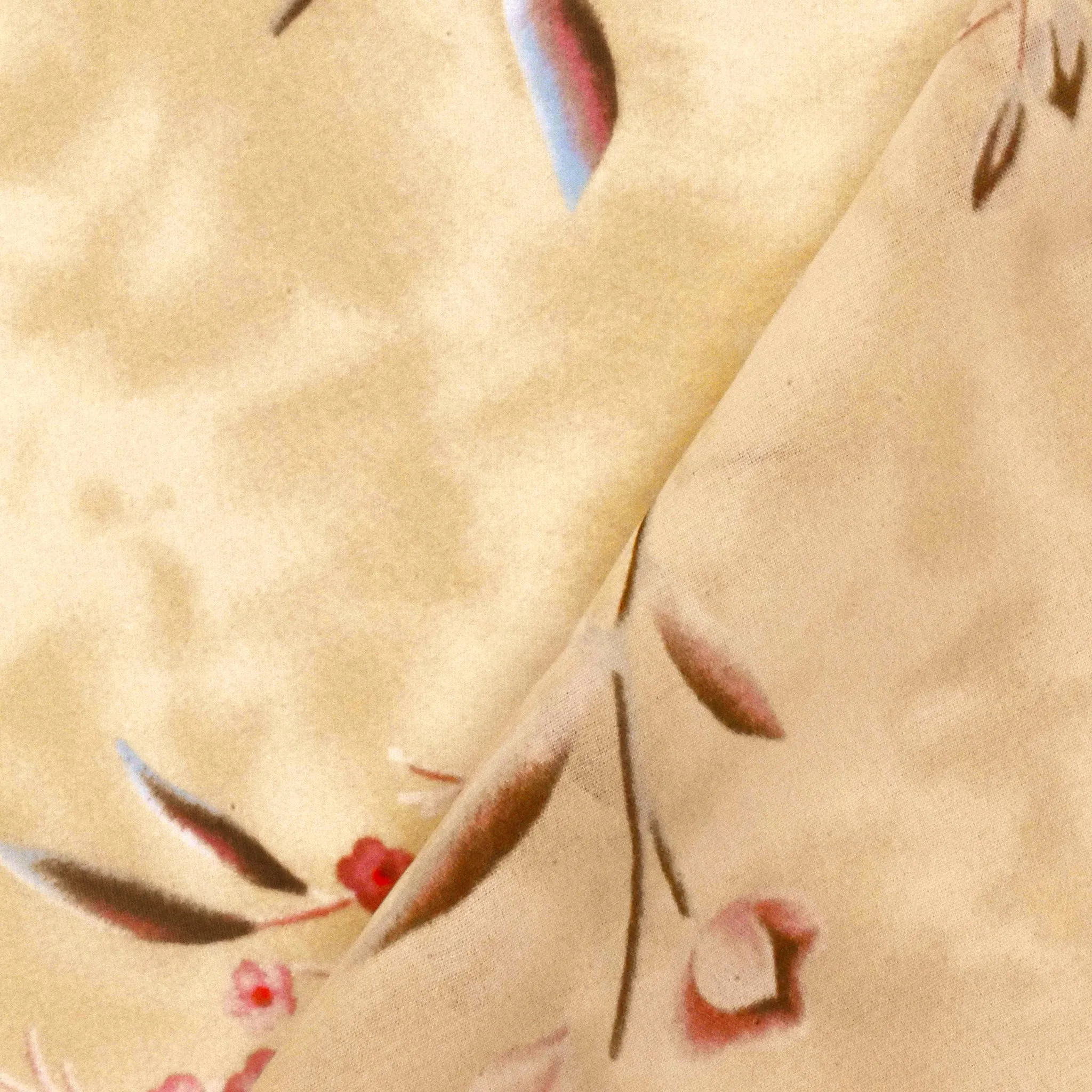 Antique Beige-Multi Floral Printed Silk Chiffon Fabric