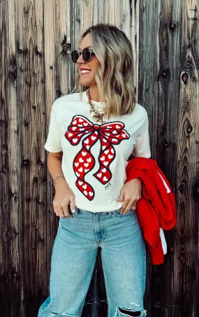 Big Heart Bow Vintage Natural Tee