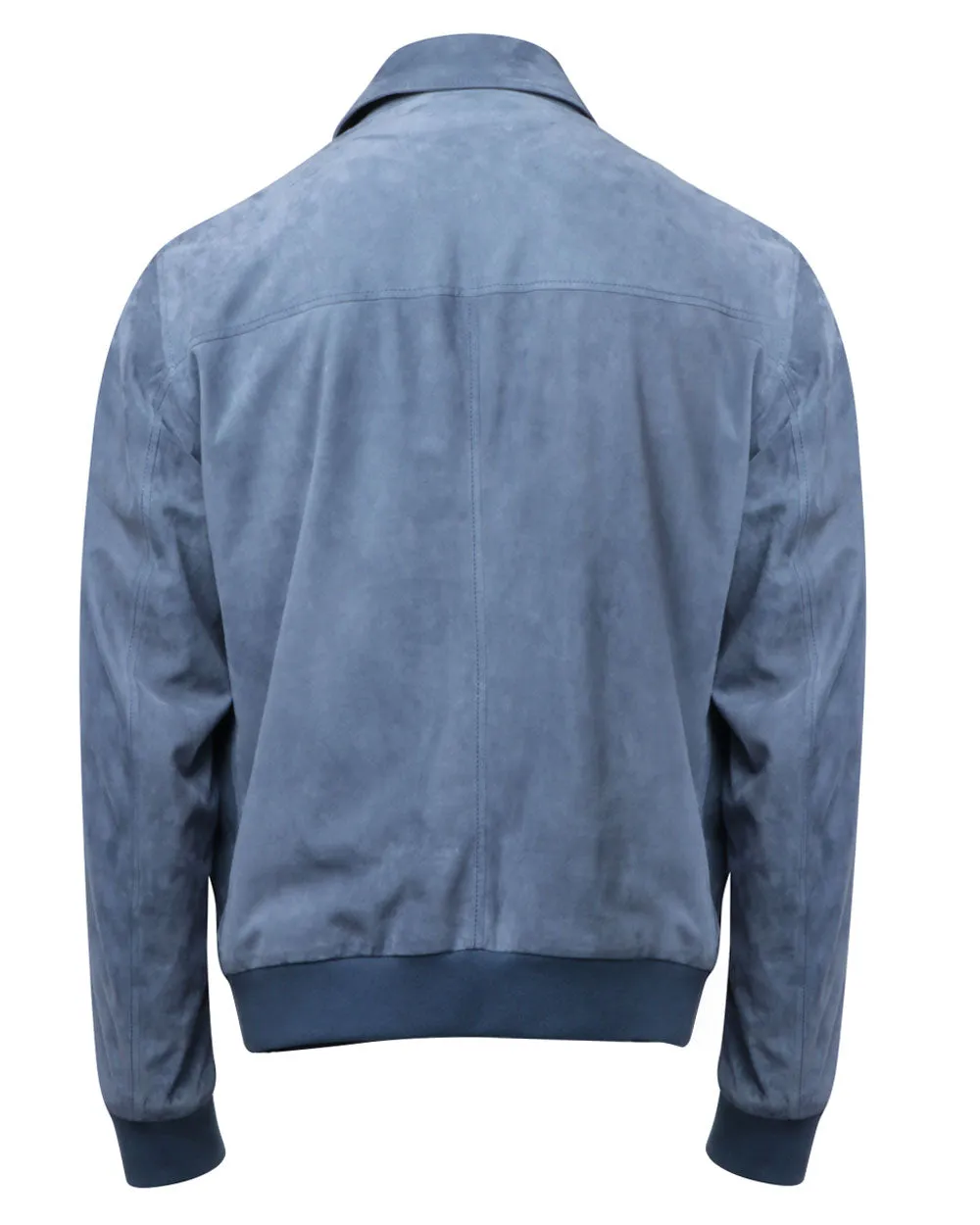 Blue Suede Bomber Jacket