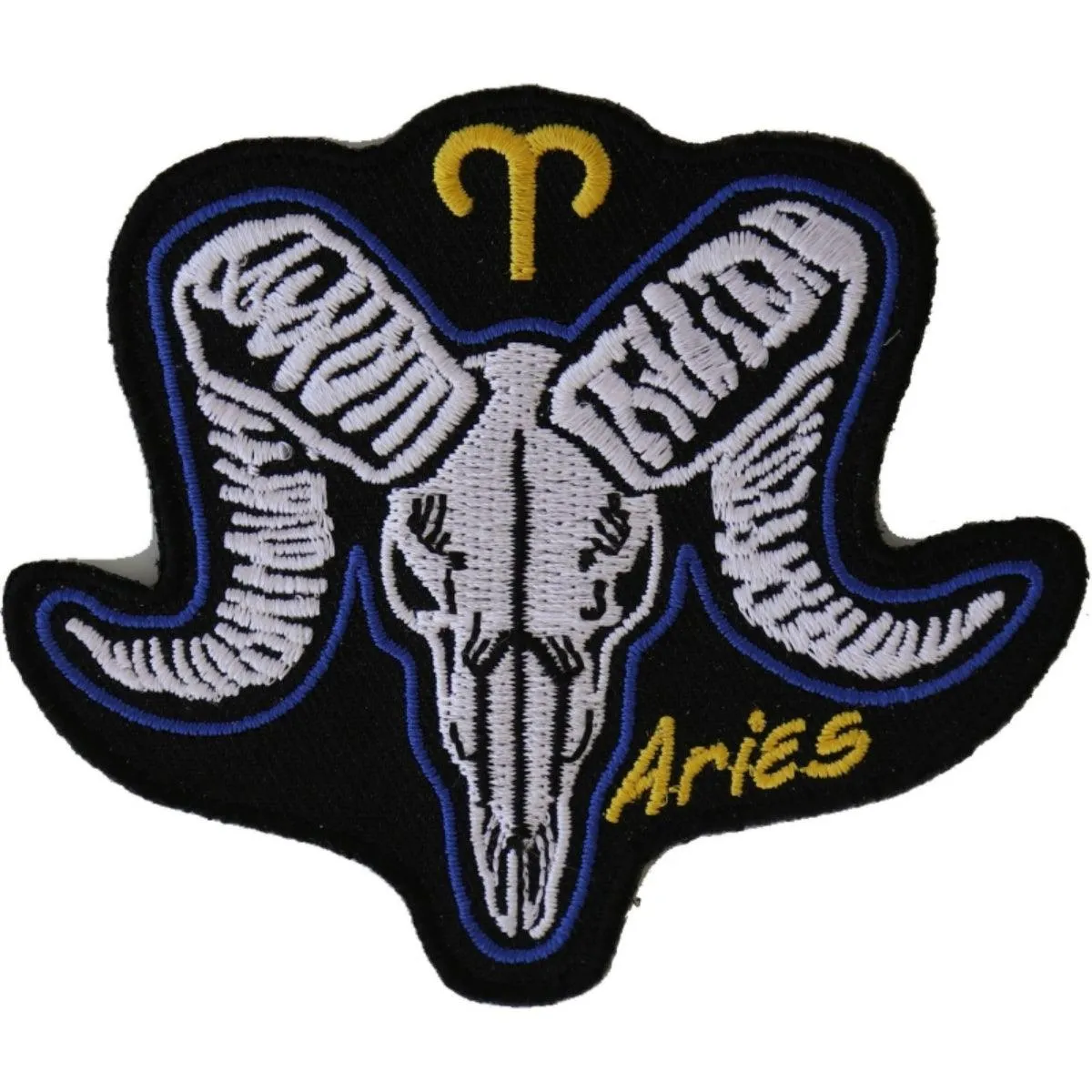 Daniel Smart Aries Skull Zodiac Sign Embroidered Patch, 3.6 x 3 inches