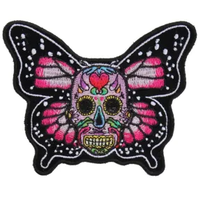 Daniel Smart Sugar Skull Butterfly Embroidered Iron on Patch, 4 x 3.2 inches