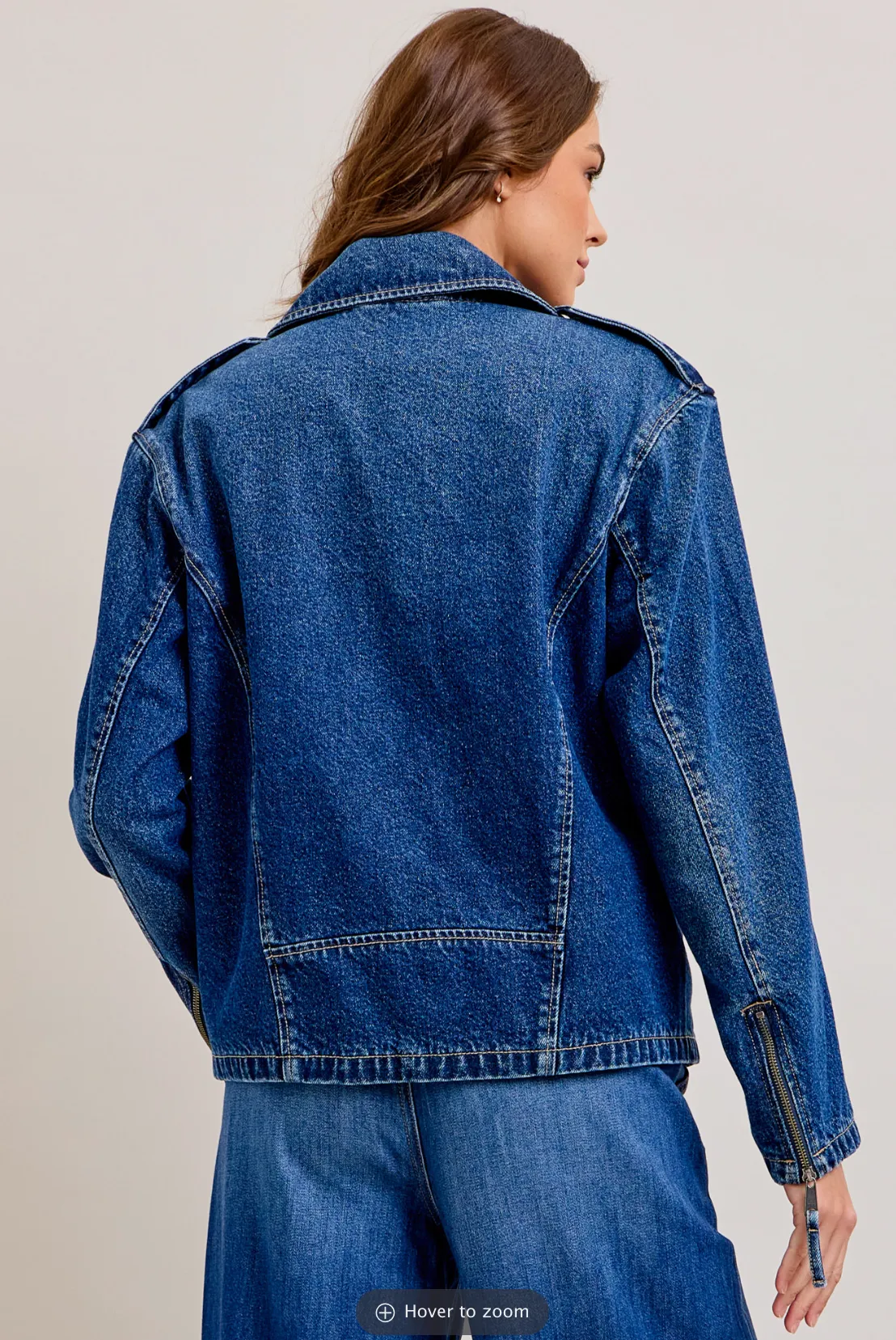 Dark Washed Relaxed Biker Jacket