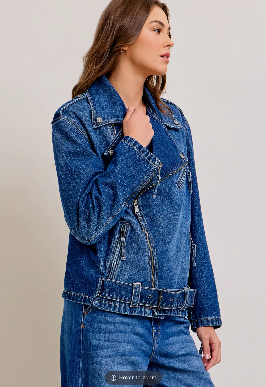 Dark Washed Relaxed Biker Jacket