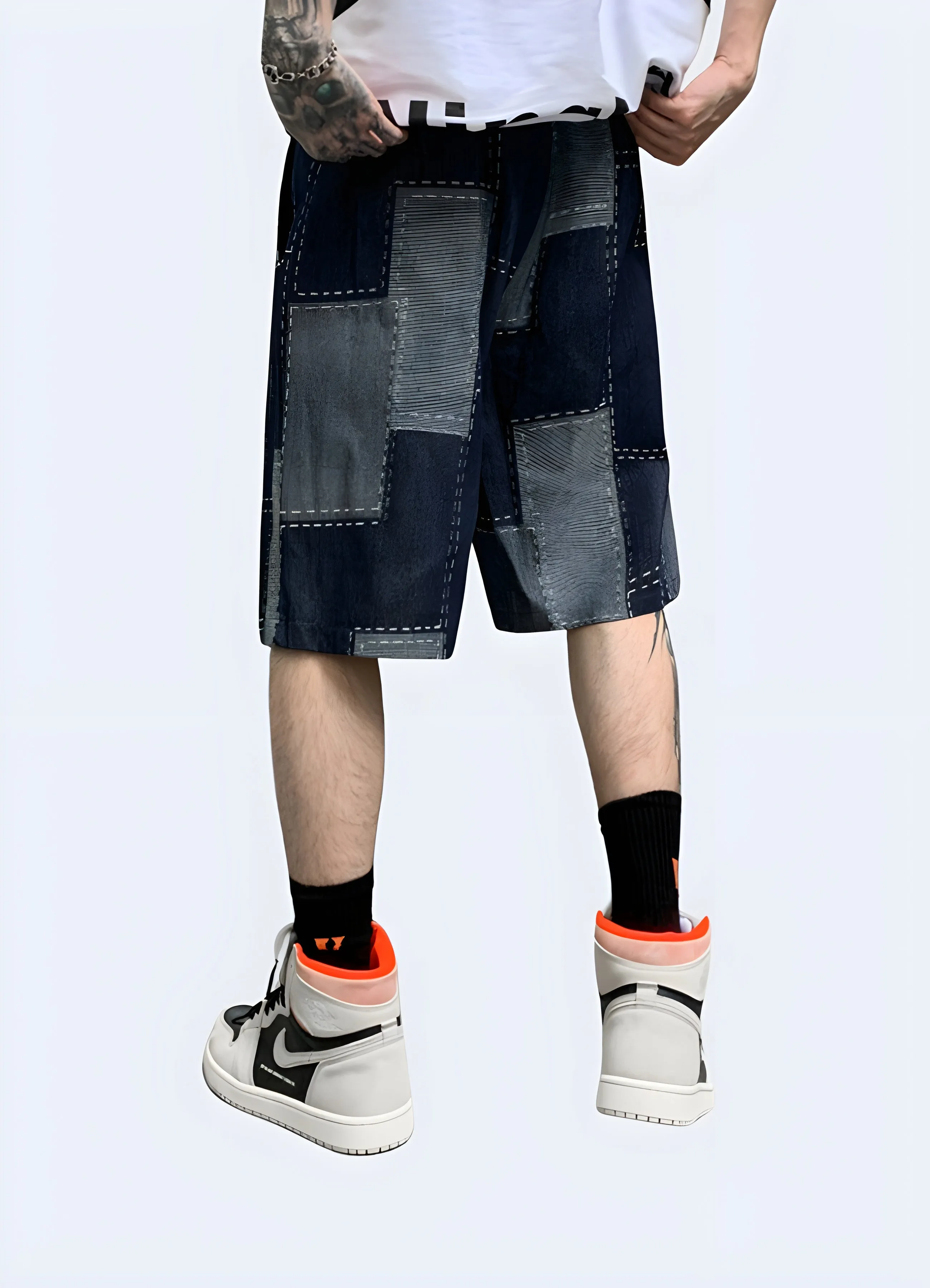 Denim Patchwork Streetwear Shorts