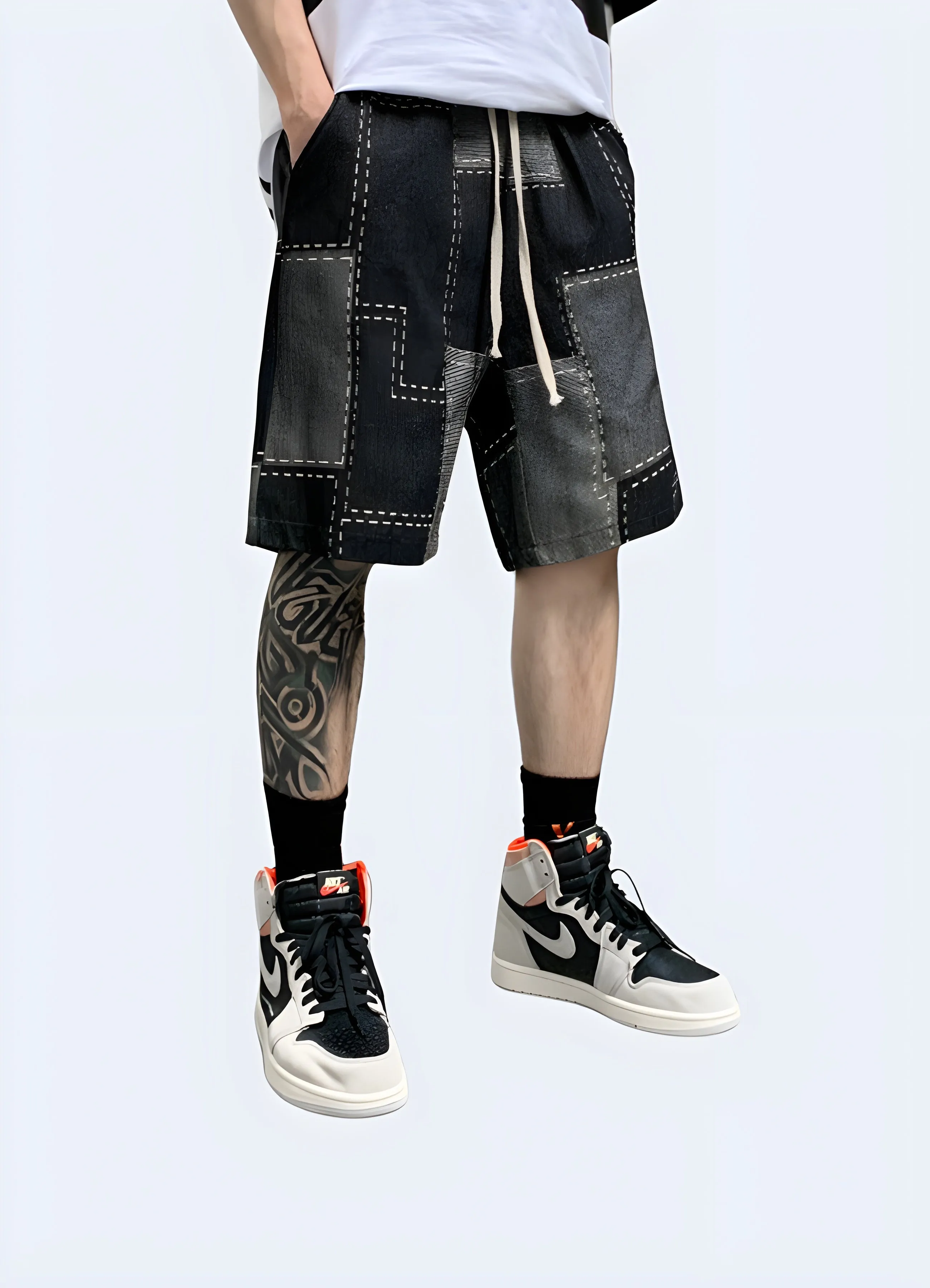 Denim Patchwork Streetwear Shorts