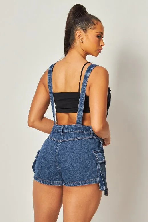 Denim short overalls