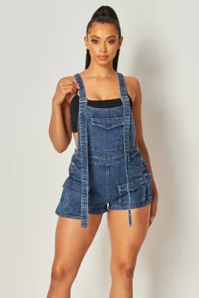 Denim short overalls