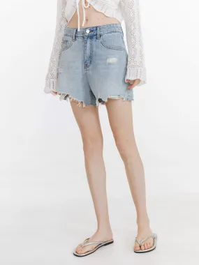 Distressed Denim Short Shorts