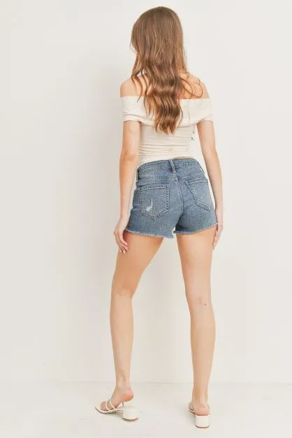 DISTRESSED JEAN SHORTS