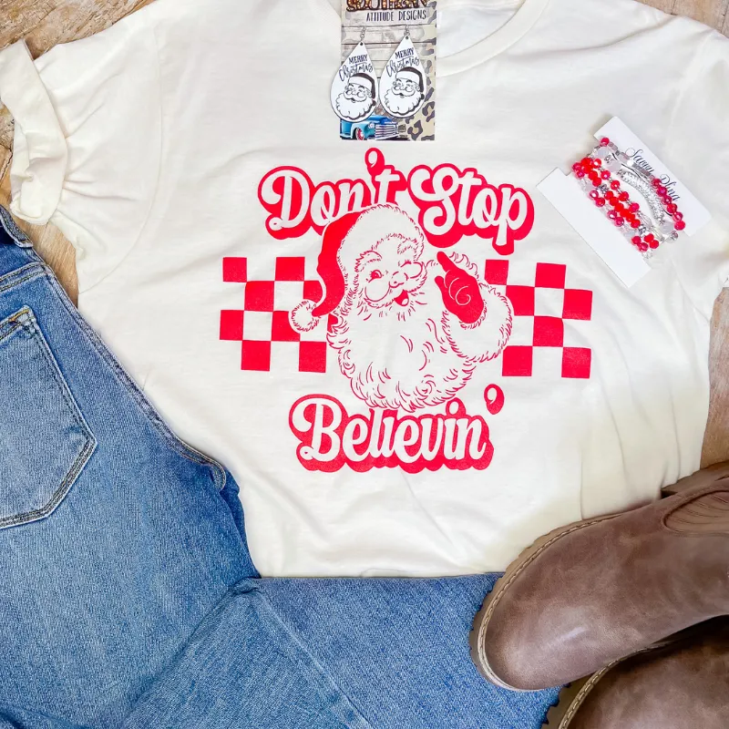 Don't Stop Believin' Santa Graphic Tee