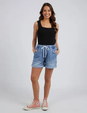 Elm Emma Relaxed Denim Short Mid Blue Wash