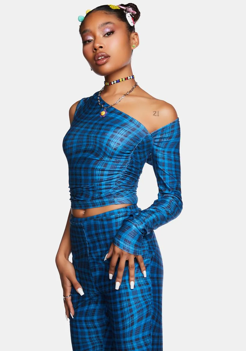 Gene Wavy Check Crop Top