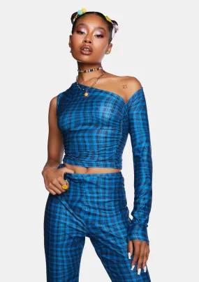 Gene Wavy Check Crop Top