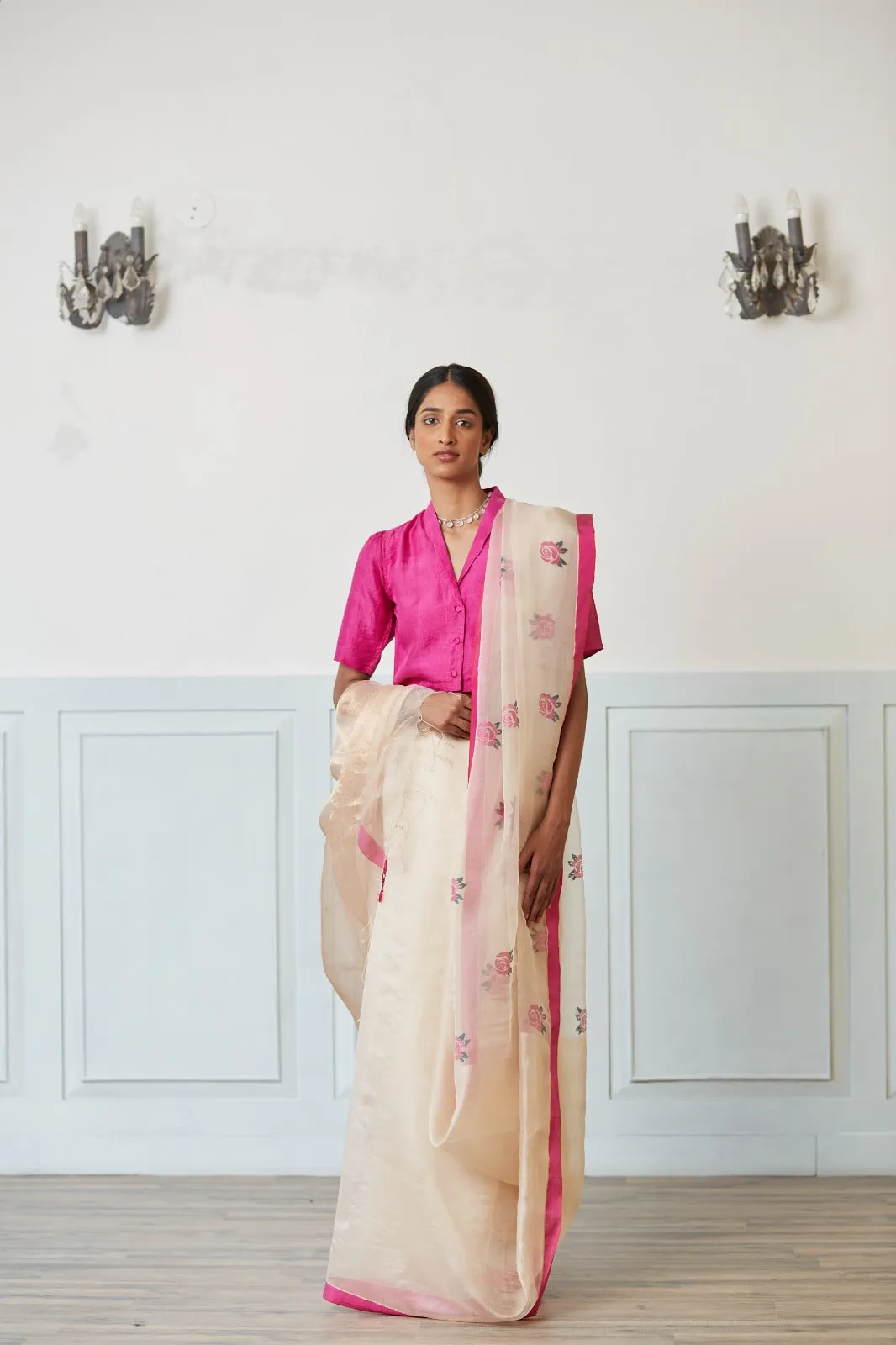 Grace Rose Jamdani Silk Saree