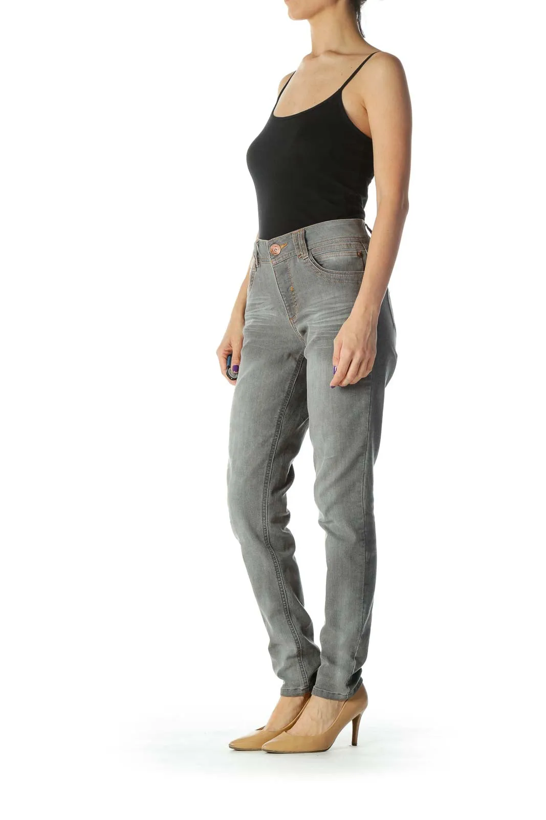 Gray Light Wash Skinny Jeans