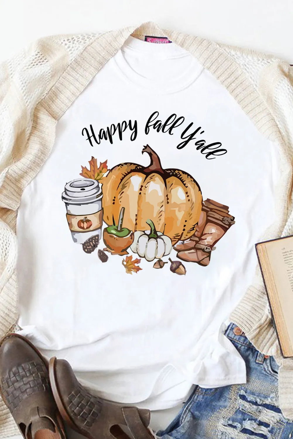 Happy Fall Coffee Pumpkin Graphic Tee