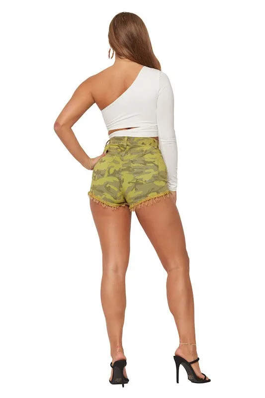 Hideout Lime Camo Denim Shorts (DS) FG GJG