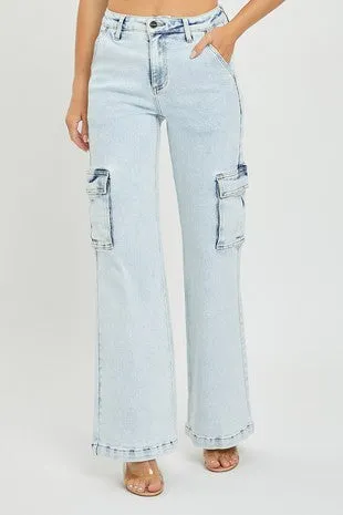 HIGH RISE WIDE LEG CARGO PANTS