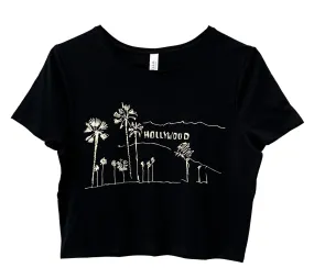 Hollywood, California Black Graphic Crop Top