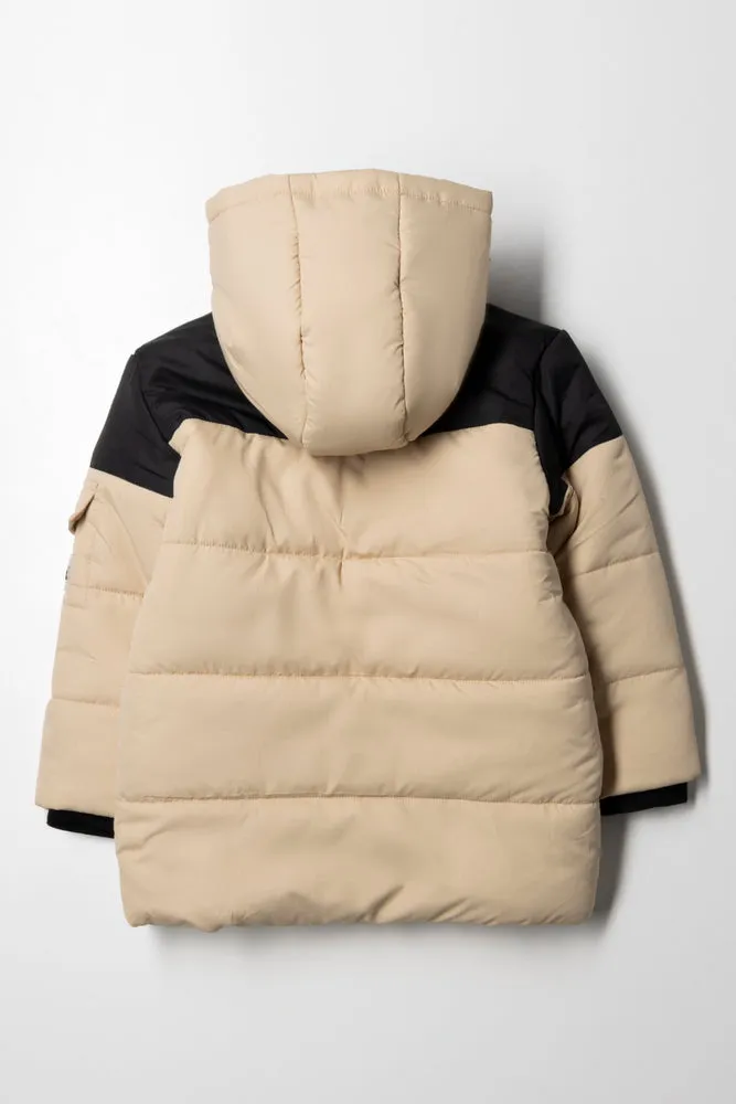 Hooded Puffer Parka Jacket Natural