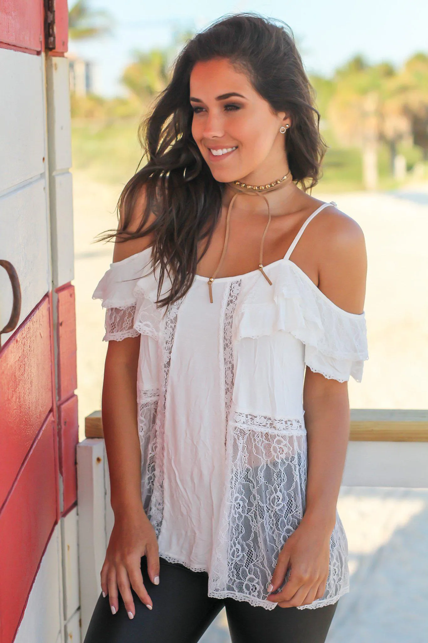 Ivory Lace Off Shoulder Top