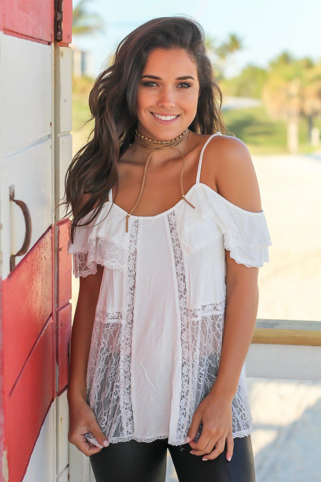 Ivory Lace Off Shoulder Top