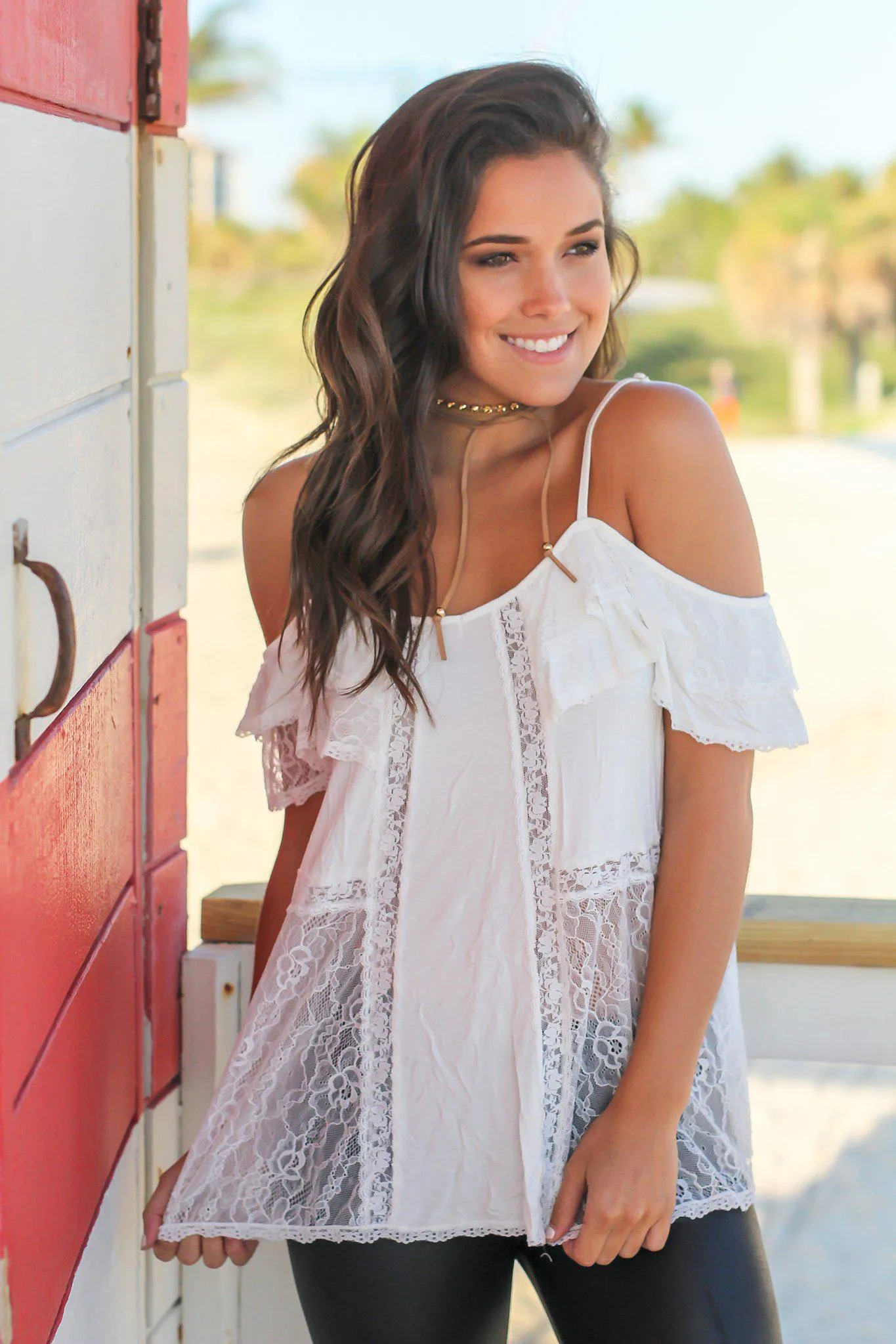 Ivory Lace Off Shoulder Top