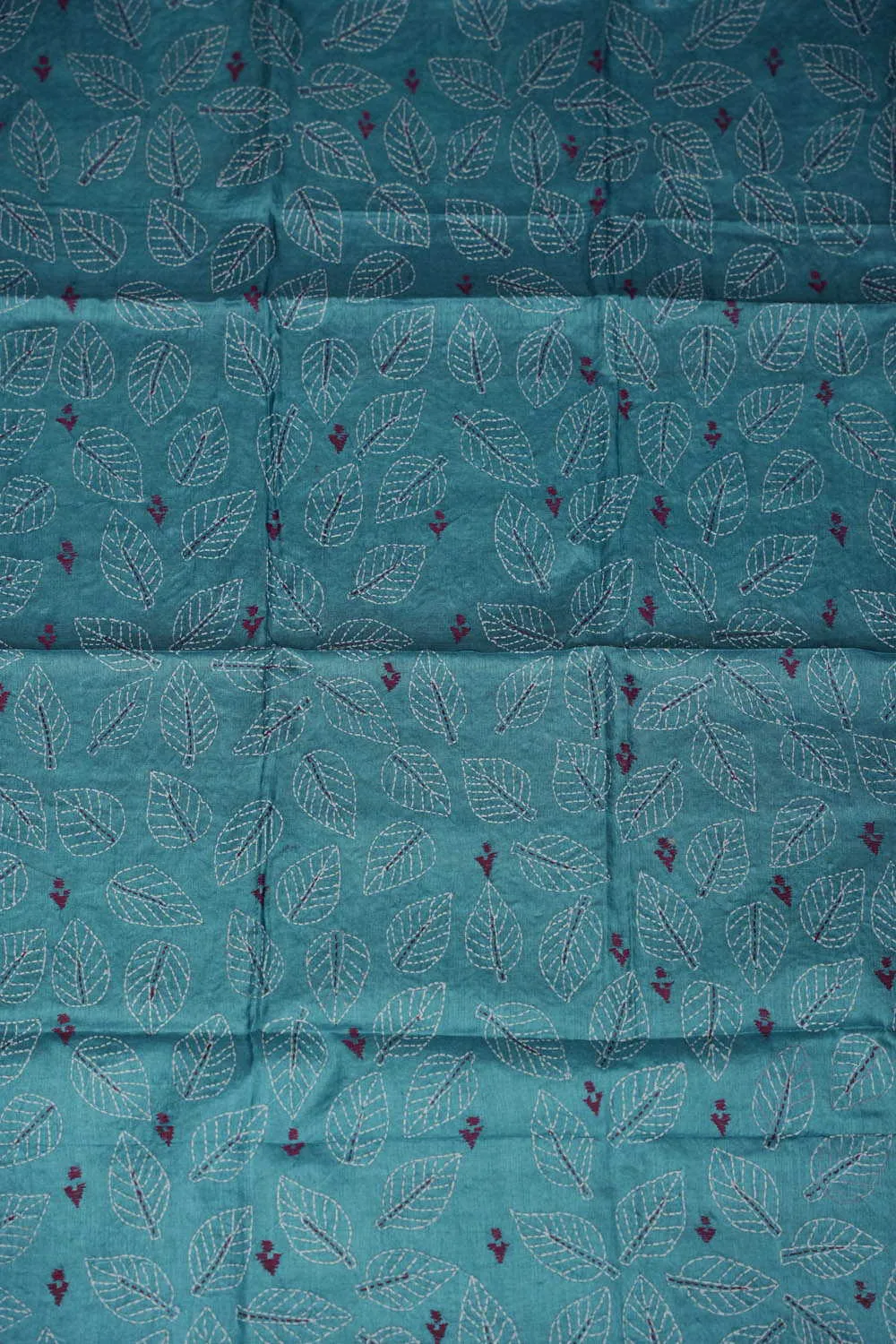 Leaf - Blue Kantha Silk Blouse