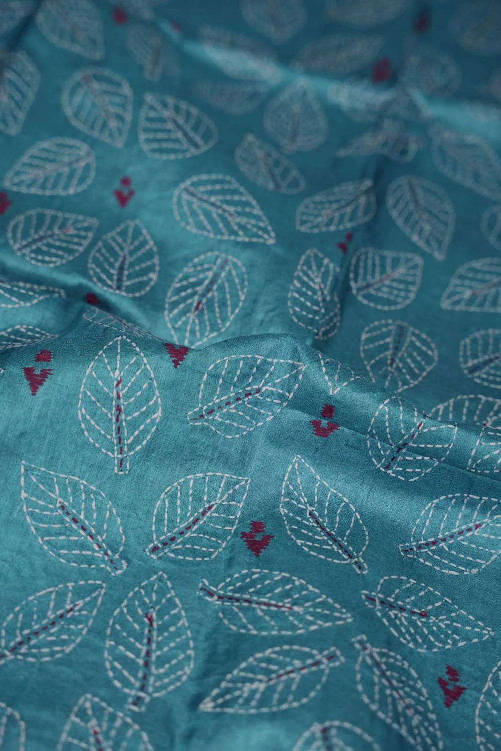 Leaf - Blue Kantha Silk Blouse