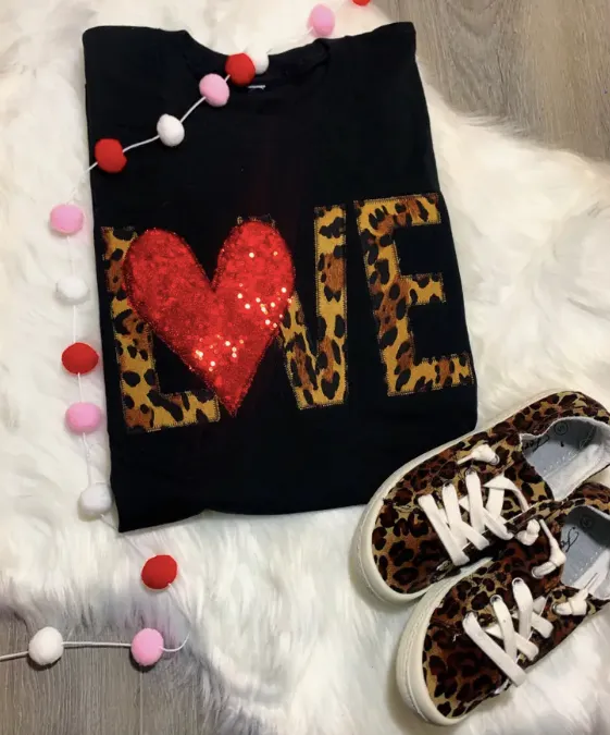 Leopard Love Embroidered Tee