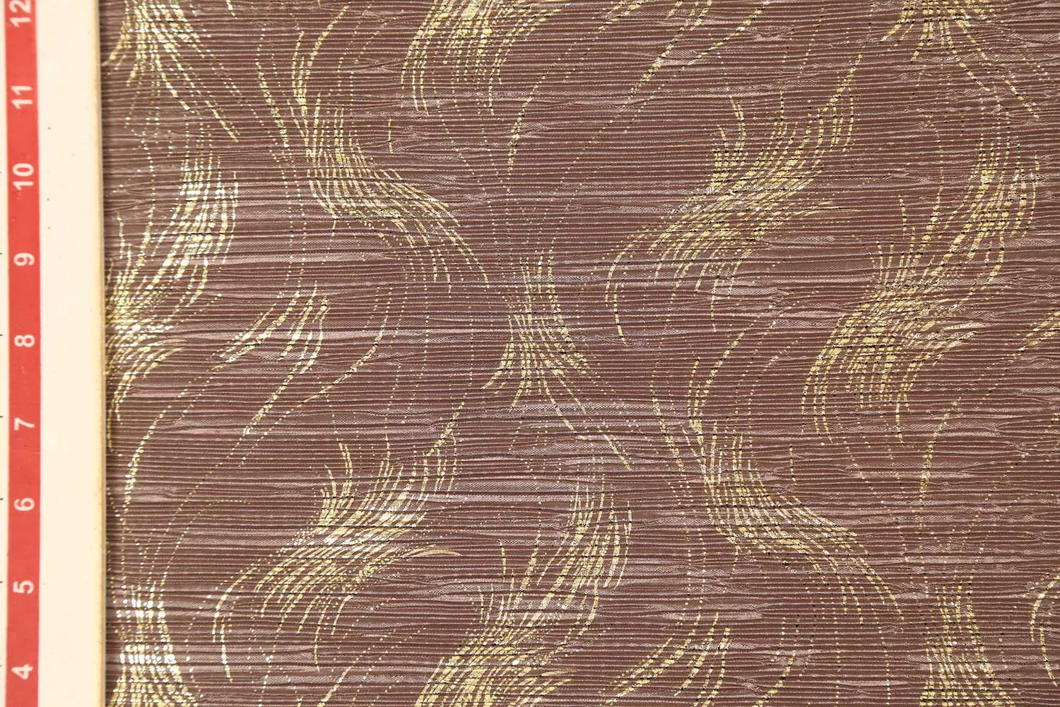 Light Brown Foil Printed Pleated Fabric