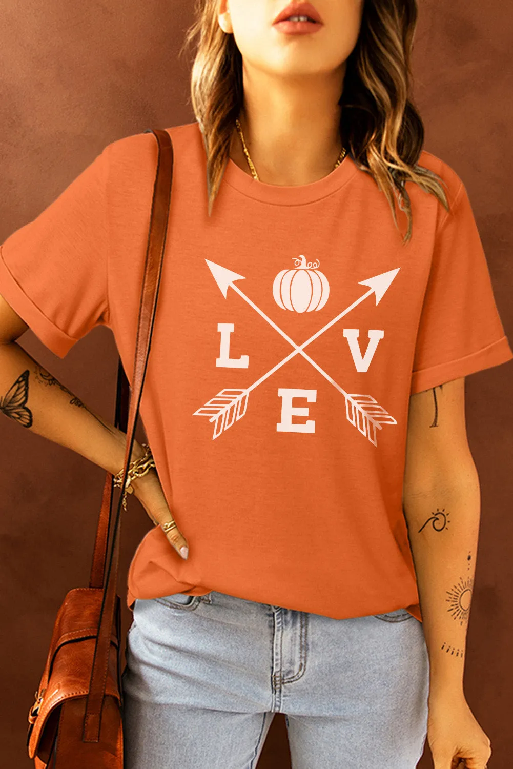 LOVE Graphic Halloween Pumpkin Tee