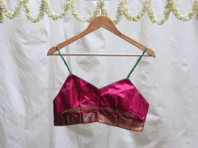 Magenta pink, Karnataka silk, Hand embroidery Bralette