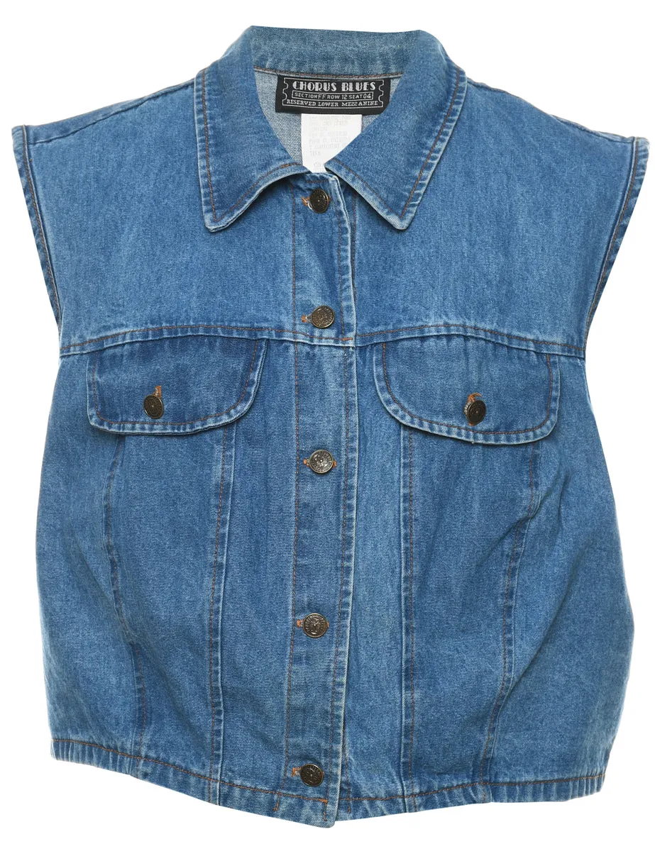 Medium Wash 1990s Denim Vest - L