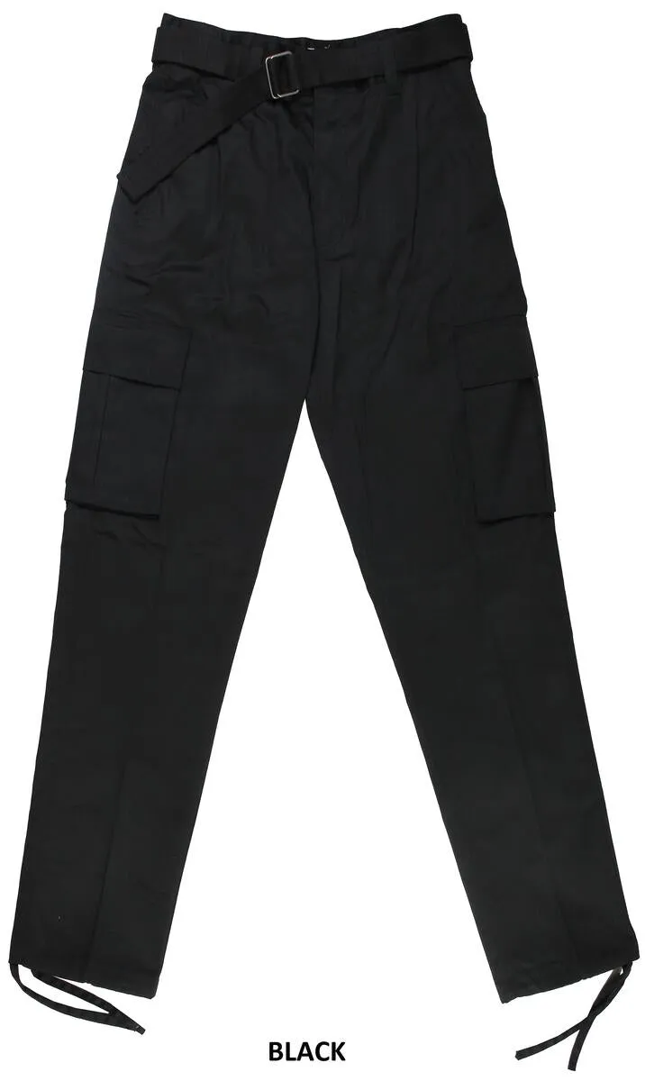 Men's Black Belted Cargo Pants Loose Fit multiple pockets Style No: AP1515