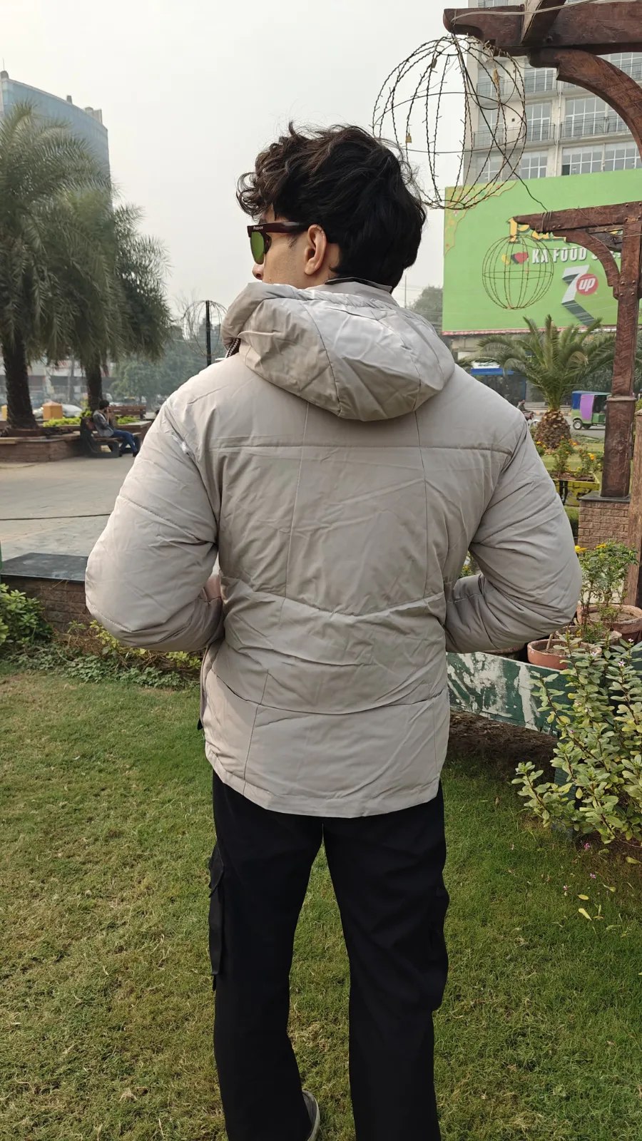 Men's gray imported puffer jacket