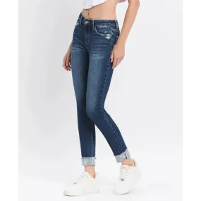 Mid Rise Cuffed Skinny Jeans