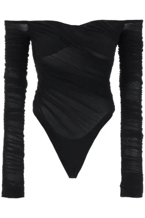 Mugler Off-Shoulder Mesh Body