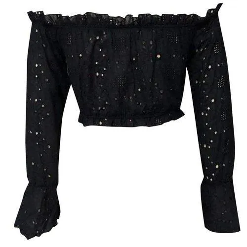 Off Should Long Sleeve Lace Top