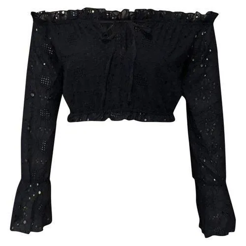 Off Should Long Sleeve Lace Top