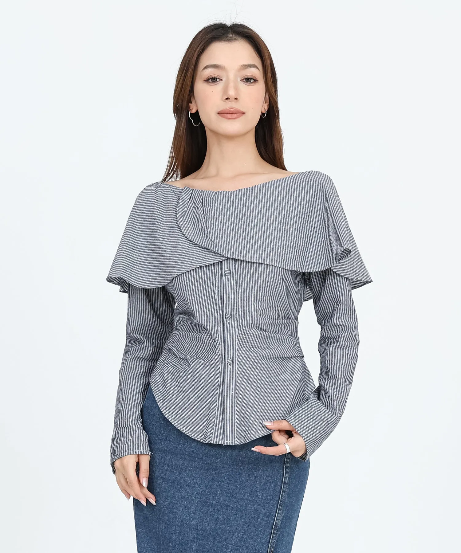 off shoulder design shirt