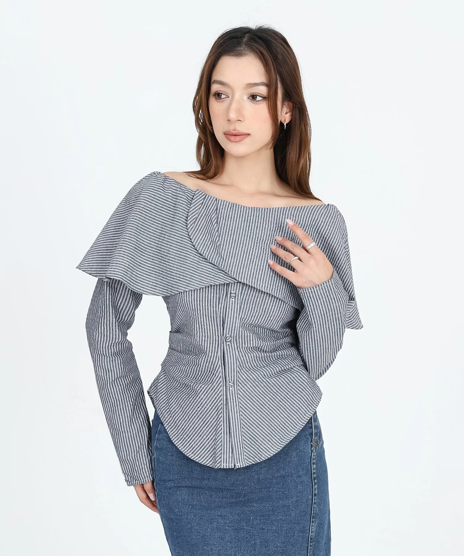 off shoulder design shirt