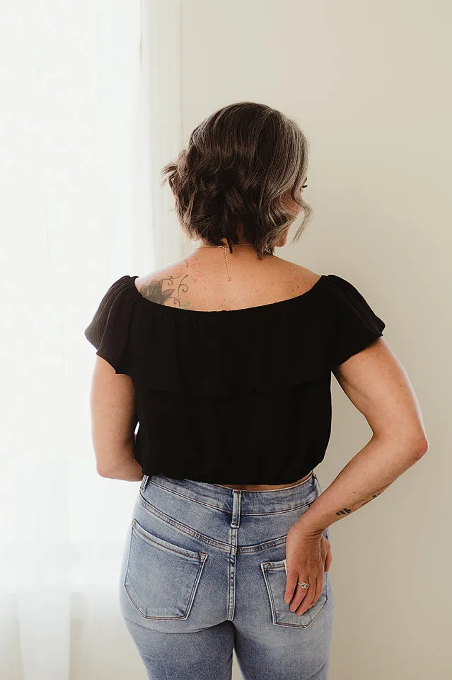 Off Shoulder Elastic Hem Top