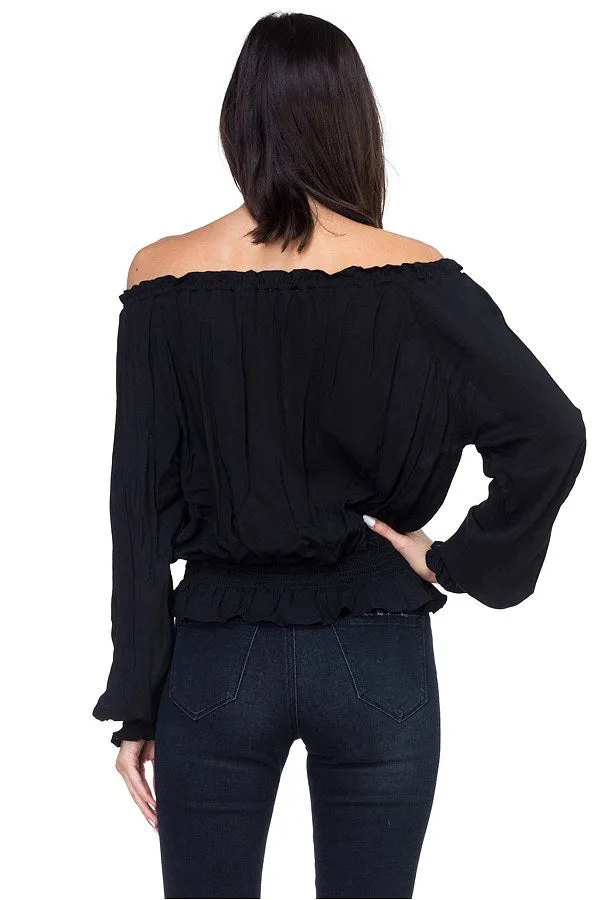 Off Shoulder Embroidered Shirt