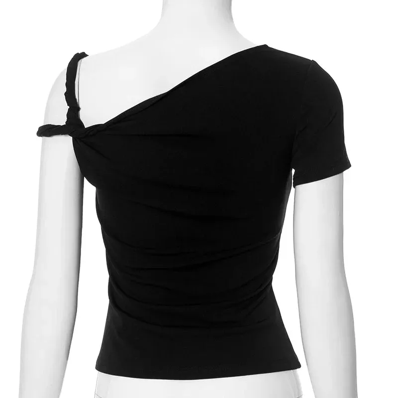 One Shoulder Stylish Twisted Sleeve Top