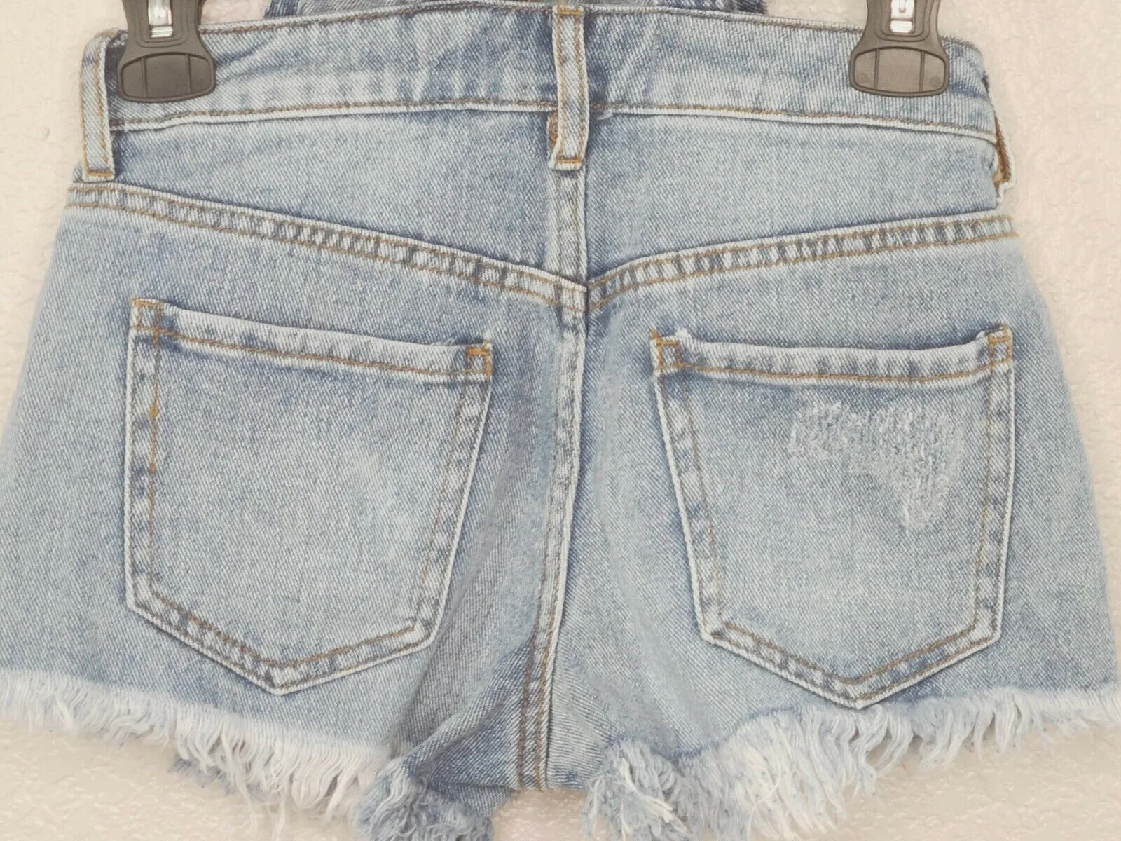 PacSun Los Angeles Women's Bib Blue Denim Distressed Overall Shorts Size 22