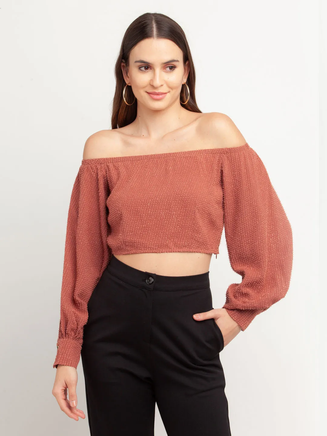 Pink Off-shoulder Top