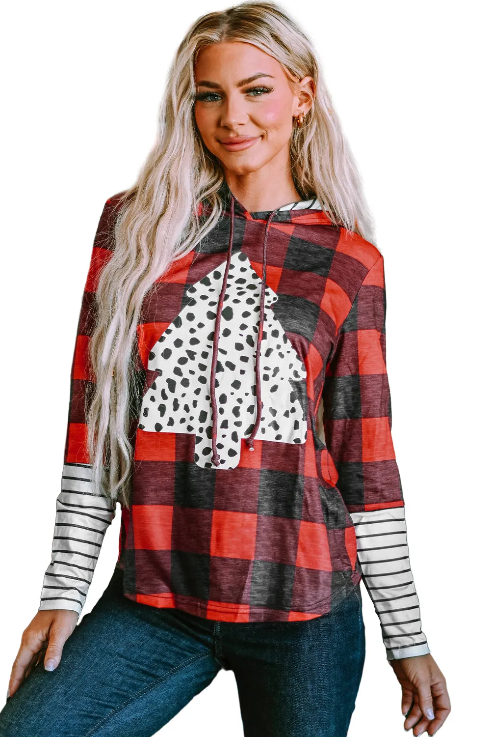 Plaid Christmas Tree Graphic Hoodie